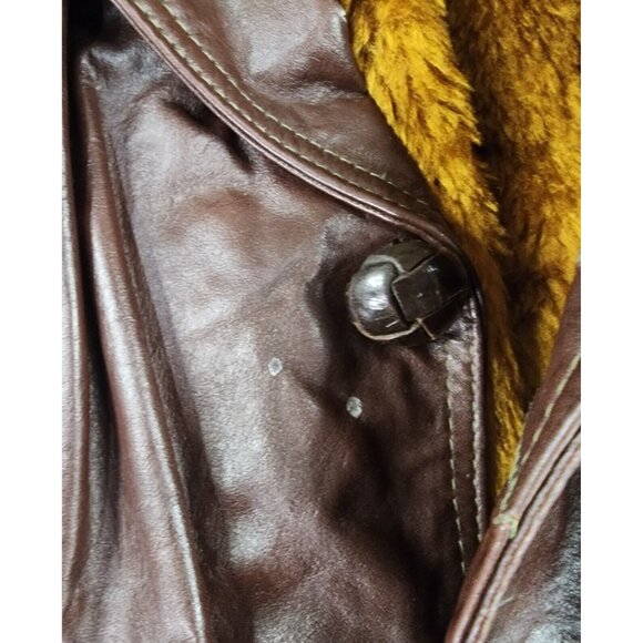 Gino Leathers Jacket Mens Size 42 Button Down Long Sleeve Vintage Coat - Picture 12 of 13